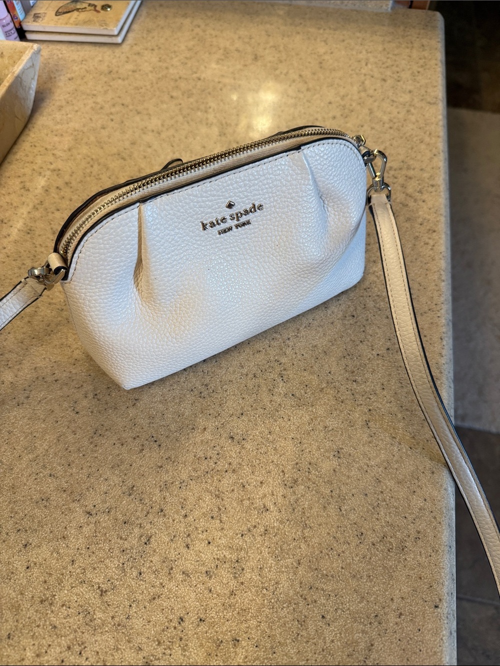 kate spade white pebbled leather crossbody wristlet